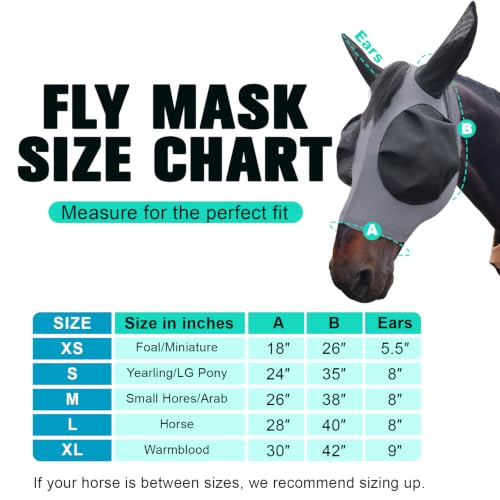 3D Stretch Mesh Horse Fly Mask with Ears (Grey, COB) - color: Grey, size: COB