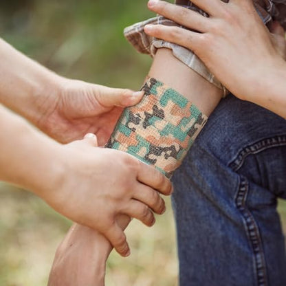 Treela 48 Pack Self Adhesive Wrap Bandage, Green Camo, 2 Inches x 5 Yards - color: Green Camo, size: 2 Inch X 5 Yards