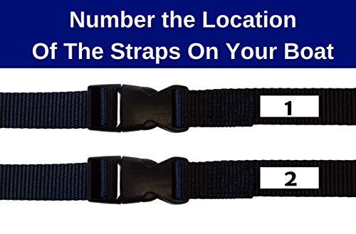EZ-Xtend Adjustable Boat Cover Tie Down Straps w/Delrin Quick Release Buckles - Heavy Duty 1" Polyester Webbing 4500 lb Break Strength - 250 lb QR Buckle - Boat Accessories - 2 Pack