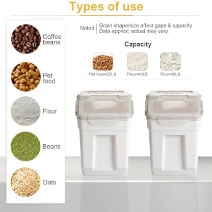 Saim 50lb Flour & Rice Storage Container Bin (4Pack Grey) - color: 4Pack 50lbs Grey