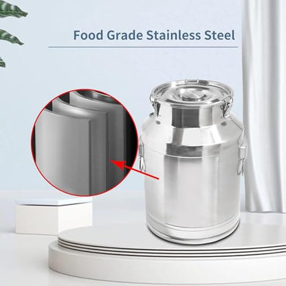 14 Liter 3.7 Gallon Stainless Steel Milk Can Milk Bucket Wine Pail Bucket Large Capacity Milk Can Tote Jug with Sealed Lid and Carry Handle - size: 14L