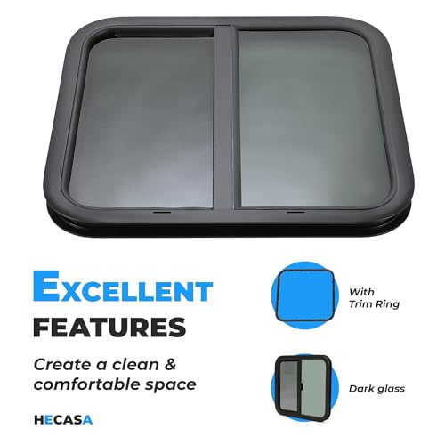 HECASA 24" W x 22" H RV Window Horizontal Sliding Window Camper Trailer | Window Replacement W/Trim Ring - size: 24" W x 22" H