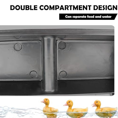 4 Pack Chicken Cage Tray Plastic Feed Trough Bucket for Chicken Duck Pigeon Goat Livestock Pet Poultry (Black, Length 21.2 inches)
