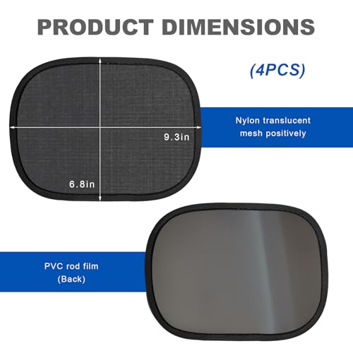 4 PCS Miniature Static Cling Car Window Shades, Removable Windshield Sun Block Side Window Sunshade, Reusable Auto Screen Sun Shade Blocker UV Ray Protection for Safe Driving - color: 4 PCS