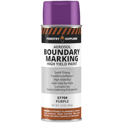 Forestry Suppliers Boundary Marking Paint – 12 oz Aerosol Spray for Property Lines, Surveying, and Land Management (Purple) - color: Purple
