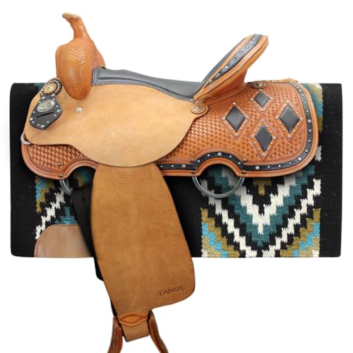 Tahoe Tack 34" x 36" Maisie New Zealand Wool Western Show Saddle Blanket Pad - color: Black/Purple/Turquoise/Silver/White