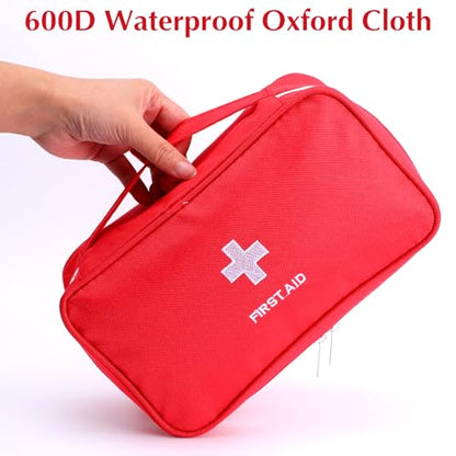 8 Pack Empty First Aid Bag, Emergency Bag Empty, First Aid Case, Portable Medical Storage Pouch for Camping Hiking Travel Home Office (Red)