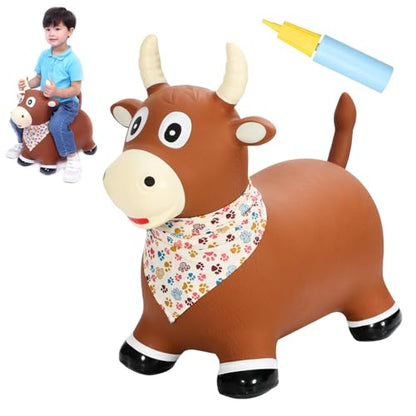 INPANY Bouncy Bull, Cow Hopper for Toddlers, Kid Gifts Toy, Pump Included | Eco-Friendly PVC, Low Center Gravity, Bull Riding Toys, Load 100 Lbs, Learn & Exercise & Active Fun, Gifts for 2-4 Kids - color: Bull