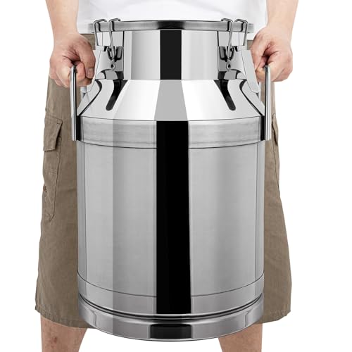 20-60L Stainless Steel Milk Can Wine Milk Bucket Wine Pail Bucket Milk Can Tote Jug with Sealed Lid Heavy Duty, with Independent Embedded Silicone Sealed Lid (30L) - size: 30L