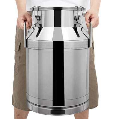 20-60L Stainless Steel Milk Can Wine Milk Bucket Wine Pail Bucket Milk Can Tote Jug with Sealed Lid Heavy Duty, with Independent Embedded Silicone Sealed Lid (30L) - size: 30L