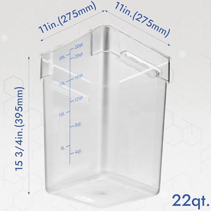CURTA 8-Pack 22 Qt NSF Clear Polycarbonate Food Storage Containers with Blue Lids - Square, Commercial-Grade, Freezer & Dishwasher Safe, Stackable - color: 22.0 Qt 8-Pack(Blue Lids)
