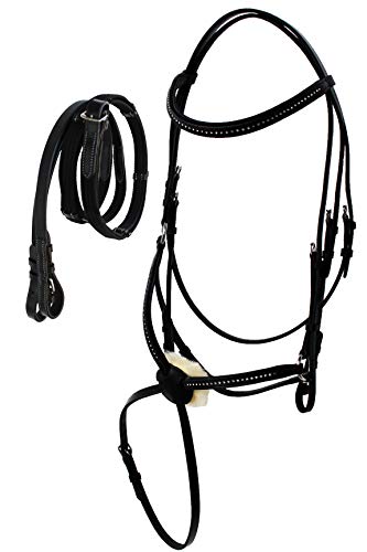 CHALLENGER Horse English Figure Eight Black Leather Jumping Hunter Bridle Reins 805EB05BK-F