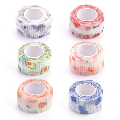 6 Rolls Self Adhesive Bandage Wrap Cute Elastic Cohesive Bandage | Colorful Fruit Vet Tape Wrap for Athletic Sports Finger Wrist Ankle (6 Rolls-Fruit) - color: 6 Rolls-fruit