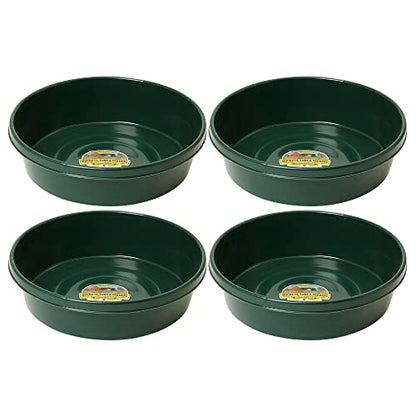 Little Giant 3 Gallon Durable and Versatile Plastic Flat Farm Livestock and Pet Ranch Home Feed and Water Utility Pan, Green (4 Pack)
