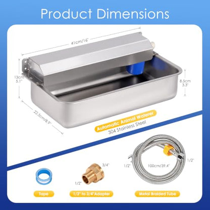 Automatic Chicken Waterer 6L Stainless Steel Metal Poultry Waterer
