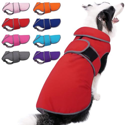 MIGOHI Reflective Waterproof Dog Coat, Medium, Red, Fleece Lined, Stormguard - color: Red, size: Medium