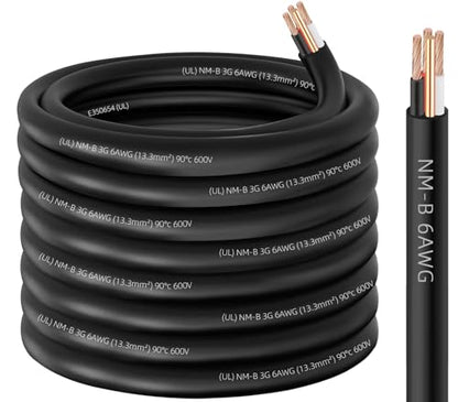 XMK NM-B 6/3 Wire with Ground,75ft 6 Gauge NMB Wire Copper 6AWG 3 Conductor - size: 75ft, style: 6 AWG-3 Conductor w/ Ground
