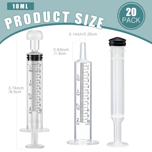 TrelaCo 20 Pack 10ml Oral Syringes with Cap Plastic No Needle, Clear | Measuring Dispensing for Liquid Medication, Individually Sealed, Pet Feeding Lab Sample, Clear Graduated Markings,Halloween - size: Clear