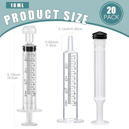 TrelaCo 20 Pack 10ml Oral Syringes with Cap Plastic No Needle, Clear | Measuring Dispensing for Liquid Medication, Individually Sealed, Pet Feeding Lab Sample, Clear Graduated Markings,Halloween - size: Clear