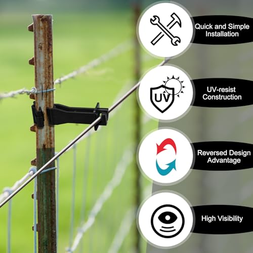 Outus 25pcs Reversed Extender Electric Fence TPost Insulators Snap, Black - color: Black