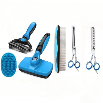 Dog Brush for Shedding,Deshedding Slicker Undercoat Rake Brush for Dog,6PCS - color: Blue-6S