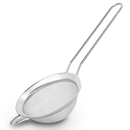 D Fine Mesh Strainer, Stainless Steel Sieve Sifter with Handle, 3-Inch