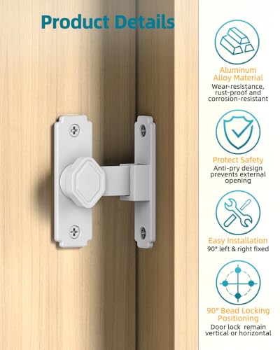 90 Degree Barn Door Lock, Rustproof Sliding Gate Latch, White 1Pc - color: White-1PC