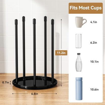 niffgaff Bottle Drying Rack – Ceramic Base Bottle Organizer for Countertop, Baby Bottle Rack, Water Bottle Storage Rack, Black - color: Black