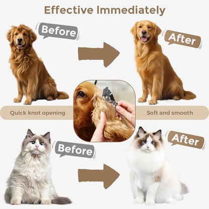 3-in-1 Professional Pet Shedding Dematting Comb - Deshedding Undercoat Rake for Dogs with Stainless Steel Blades Metal Pet Brush with Wood Handle Matted Hair Detangling Thinning and Shedding - style: Upgraded 3-in-1 Comb