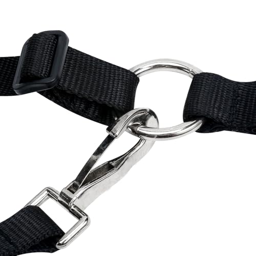 Durable Ventilated Grazing Muzzle with Attached Breakaway Halter - Lightweight Horse Muzzle, Supports Natural Grazing, Restricts Food Intake, Padded Noseband - color: Onyx Black