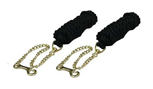 Derby Originals Cotton Lead Rope with Chain for Horse Lot of 2 - color: Black
