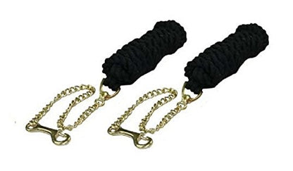Derby Originals Cotton Lead Rope with Chain for Horse Lot of 2 - color: Black