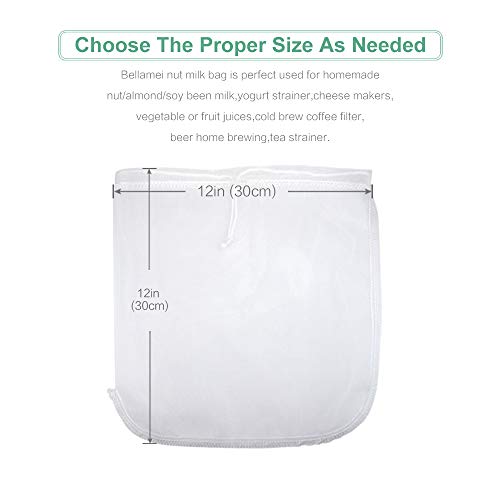 Nut Milk Bag Reusable 2 Pack Food Strainer Nut Bag(12×12 in) - size: 2 pack - 12"x12"