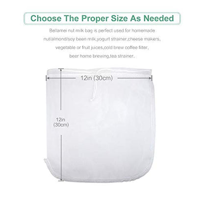 Nut Milk Bag Reusable 2 Pack Food Strainer Nut Bag(12×12 in) - size: 2 pack - 12"x12"