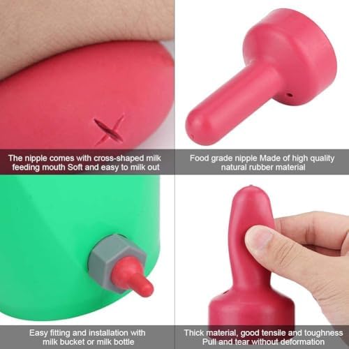 Zerodis Food Grade Calf Feeding Nipple, Rubber Replaceable Nipple Calf Milk Feed Bucket Accessories for Cattle Sheep Livestock(HL MP73C)