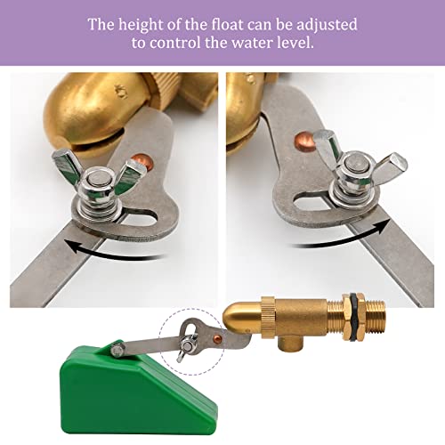 NOMAL Brass Float Valve 1/2 inch Float Ball Valve Automatic Fill Adjustable Float Ball Valve for Livestock Waterer, Water Tank, Aquariums