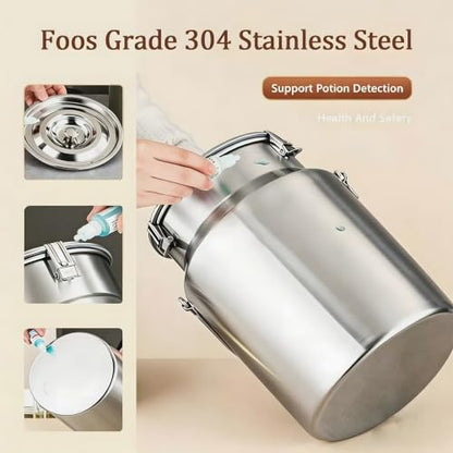 304 Stainless Steel Drink Dispenser, 2.6 Gal Portable Sealed Storage Container with Locking Clamp for Food, Milk, Oil, Grains, and Home Milk Can 10L Jug - size: 10L