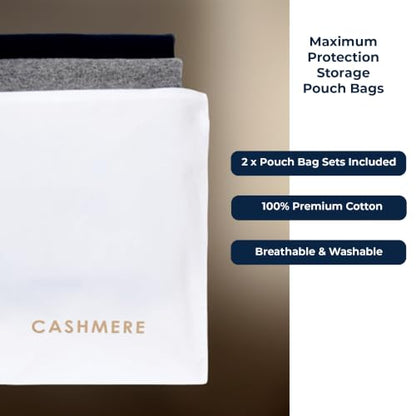 Cashmere Wool Sweater Storage Bag Pouch Set with integrated Cedar Wood - style: Cashmere