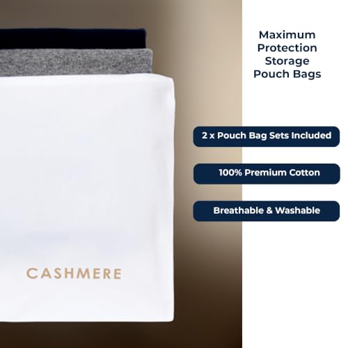 Cashmere Wool Sweater Storage Bag Pouch Set with integrated Cedar Wood - style: Cashmere
