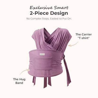 Momcozy Baby Wrap Carrier, Easy-On 2-Piece Design, Air Mesh Cooling - color: Air Mesh-Lavender Mist