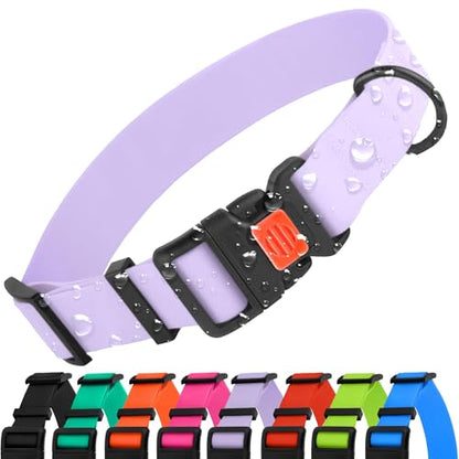 Heavy Duty Waterproof Dog Collar, PVC-Coated Nylon (Lilac, 18-26) - color: Lilac, size: Neck Fit 18"-26"