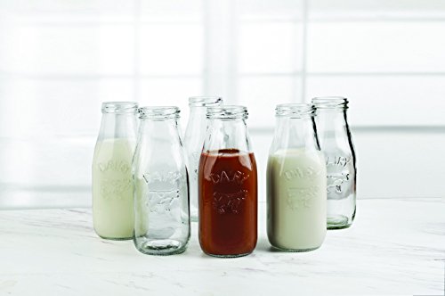 Circleware Country Milk Bottles Set of 6 Drinking Glasses, Home and Kitchen Dairy Cow Glassware for Water, Juice, Beer, Bar Liquor Dining Beverage Gifts, Farmhouse Decor, 10.5 oz, Clear | Dairy Cow Farmhouse Decor Glassware For Water Juice Beer & Bar Liqu
