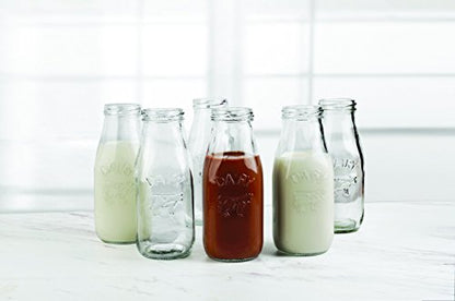 Circleware Country Milk Bottles Set of 6 Drinking Glasses, Home and Kitchen Dairy Cow Glassware for Water, Juice, Beer, Bar Liquor Dining Beverage Gifts, Farmhouse Decor, 10.5 oz, Clear | Dairy Cow Farmhouse Decor Glassware For Water Juice Beer & Bar Liqu