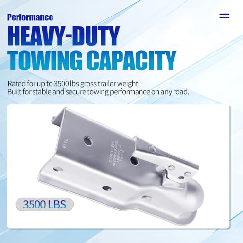 3500lb Straight Trailer Coupler for 2" Ball, 3" Channel | Designed for 3" channel widths and 2" balls. Zinc-plated steel capacity for heavy-duty towing needs. - size: 2" Ball 3" Channel 3,500 lbs