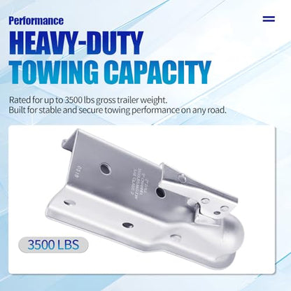 3500lb Straight Trailer Coupler for 2" Ball, 3" Channel | Designed for 3" channel widths and 2" balls. Zinc-plated steel capacity for heavy-duty towing needs. - size: 2" Ball 3" Channel 3,500 lbs