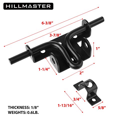 HILLMASTER Heavy Duty Slide Bolt Gate Latch with Padlock Hole, Sliding Bolt Gate Lock Door Latches Hardware for Wooden Fences Barn Doors, 2 Pack - size: 2 Pack
