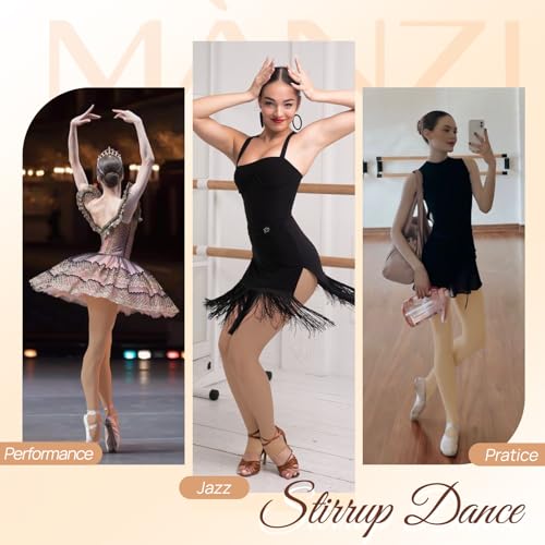 MANZI Women's Stirrup Tights Convertible Dance Tights Adult Women for Ballet Pack of 2 - color: Caramel, size: X-Large