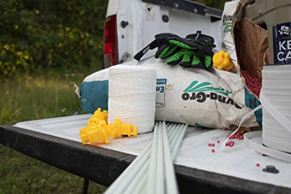 Hooyman Hot Zone Garden and Food Plot Electric Fence, Solar Powered Deer Exclosure with Solar Panel System, Fiberglass Posts, Post Insulators, and In-Line Tensioners for Food Plot or Garden Protection - style: Poly Rope