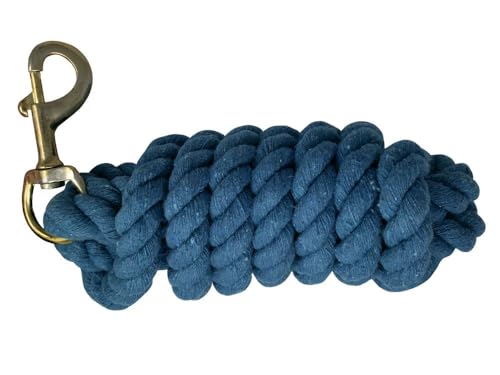 10' Cotton Lead Rope w/Brass Thumb Bolt Snap - color: Blue
