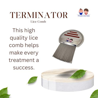 Terminator Stainless Steel Lice Comb, Professional Nit Removal Tool for All Hair Types